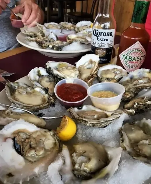 Gulf oysters on the half shell at Blackbeards' Restaurant