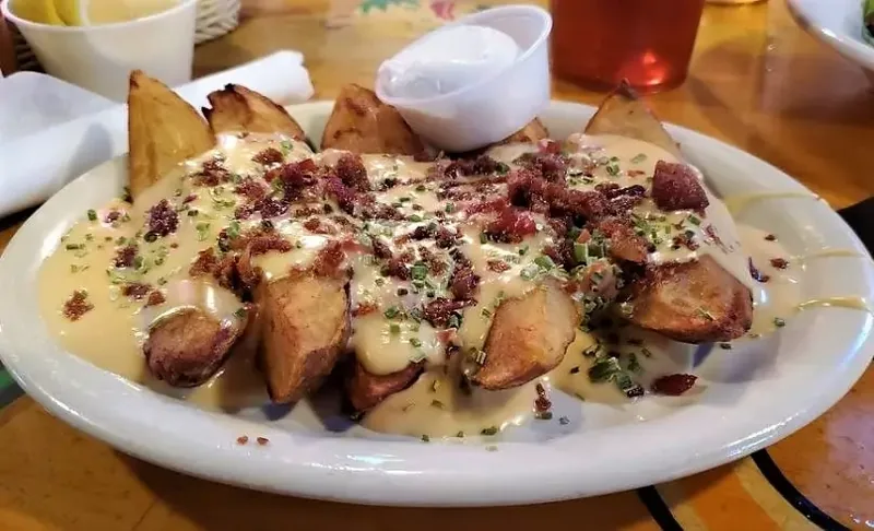 Potato skins with queso, bacon and chives at Blackbeards' Restaurant